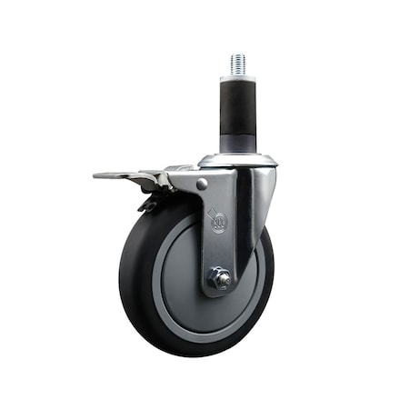 Service Caster 5'' SS Thermoplastic Rubber Swivel 1-1/4'' Expanding Stem Caster Total Lock Brake SCC-SSEXTTL20S514-TPRB-114